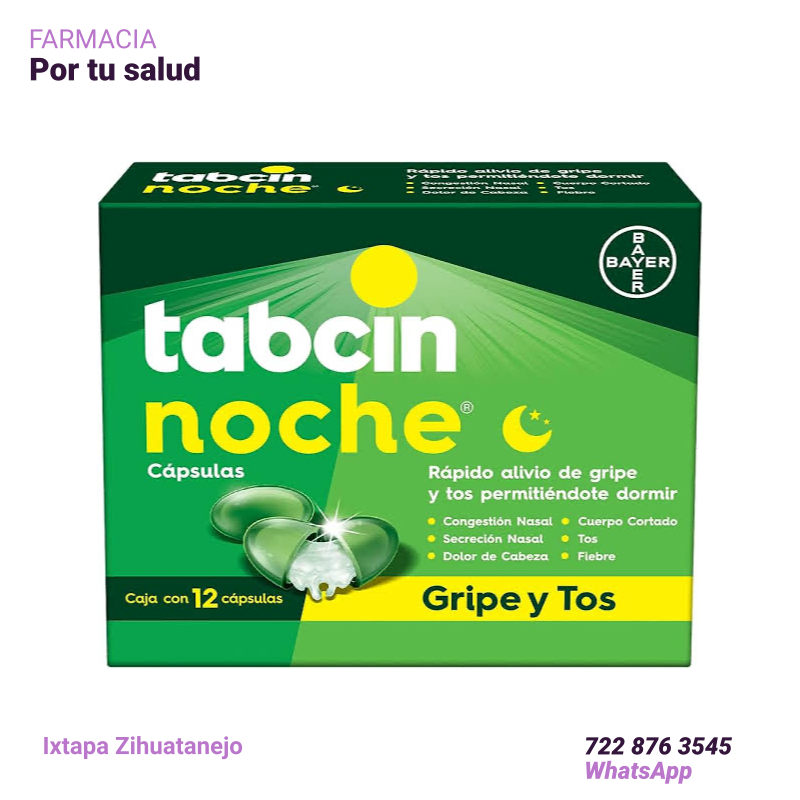 Tabcin Noche cápsulas | Alivio nocturno para la gripe y el resfriado