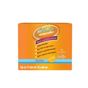 Metamucil sabor naranja caja con 10 sobres