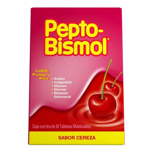 Pepto-Bismol 24 tabletas masticables sabor cereza