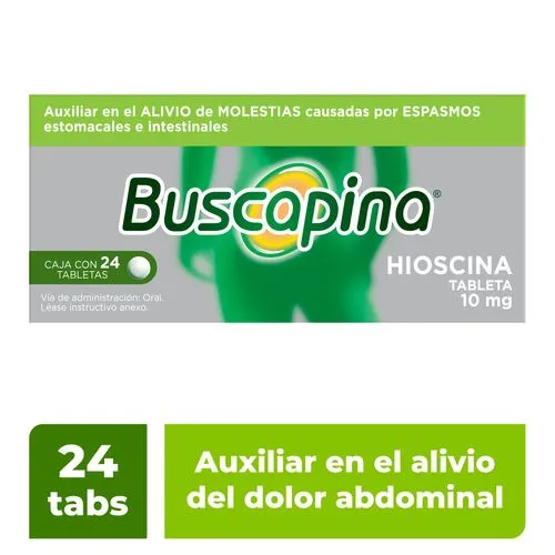 Buscapina 10 mg con 24 tabletas (hioscina)